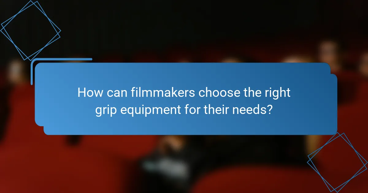 How can filmmakers choose the right grip equipment for their needs?