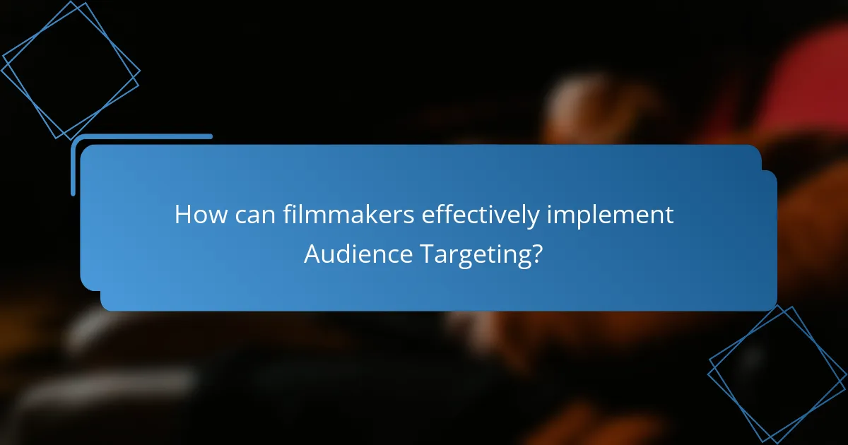 How can filmmakers effectively implement Audience Targeting?