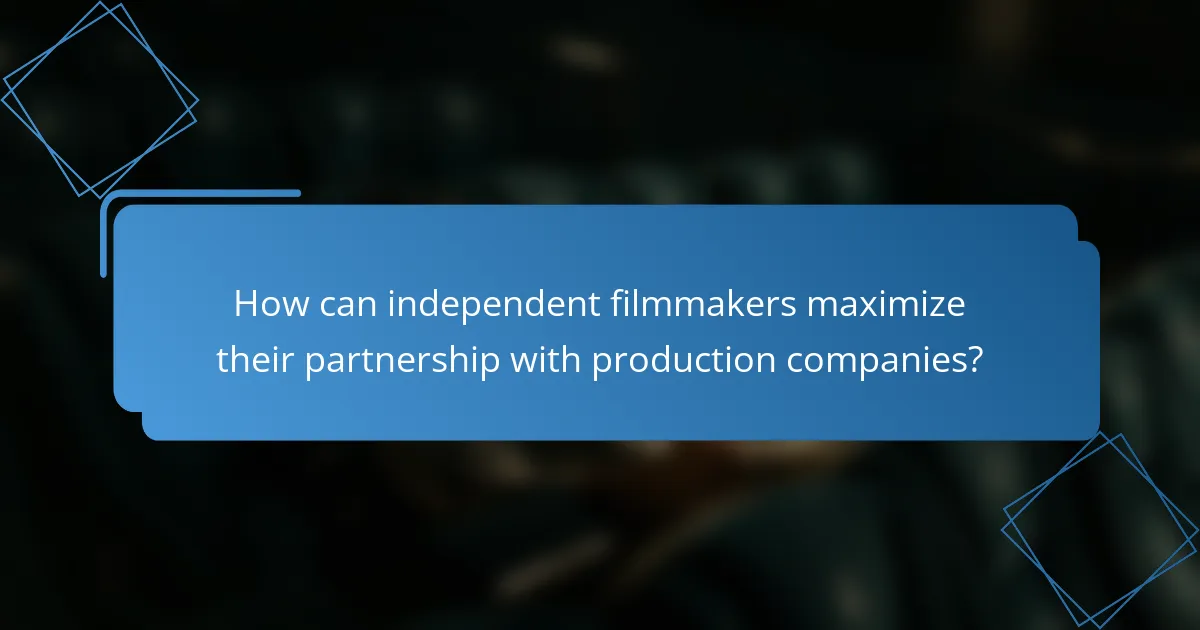 How can independent filmmakers maximize their partnership with production companies?
