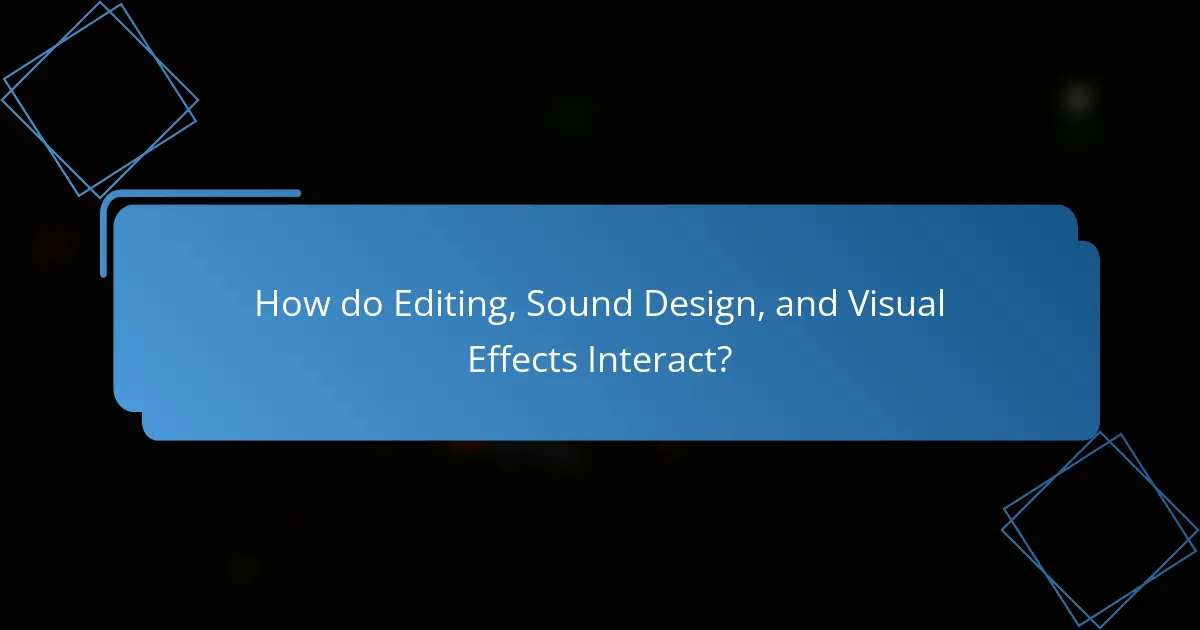 How do Editing, Sound Design, and Visual Effects Interact?