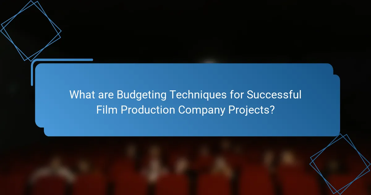 What are Budgeting Techniques for Successful Film Production Company Projects?