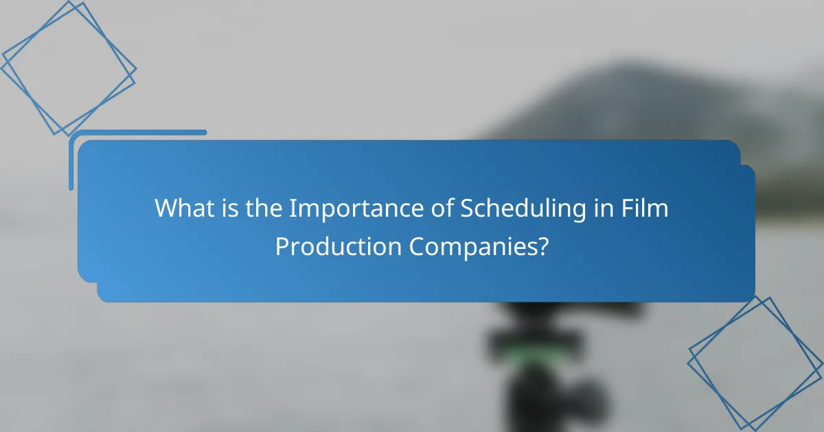 What is the Importance of Scheduling in Film Production Companies?